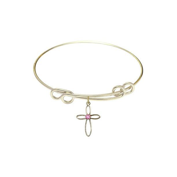 Guardian Angel Charm On A 8 1/2 Inch Round Double Loop Bangle Bracelet 